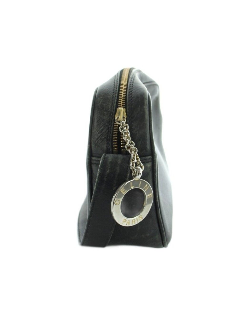 Celine Vintage Shoulder Bag Crossbody Leather Logo Black - Picture 3 of 8